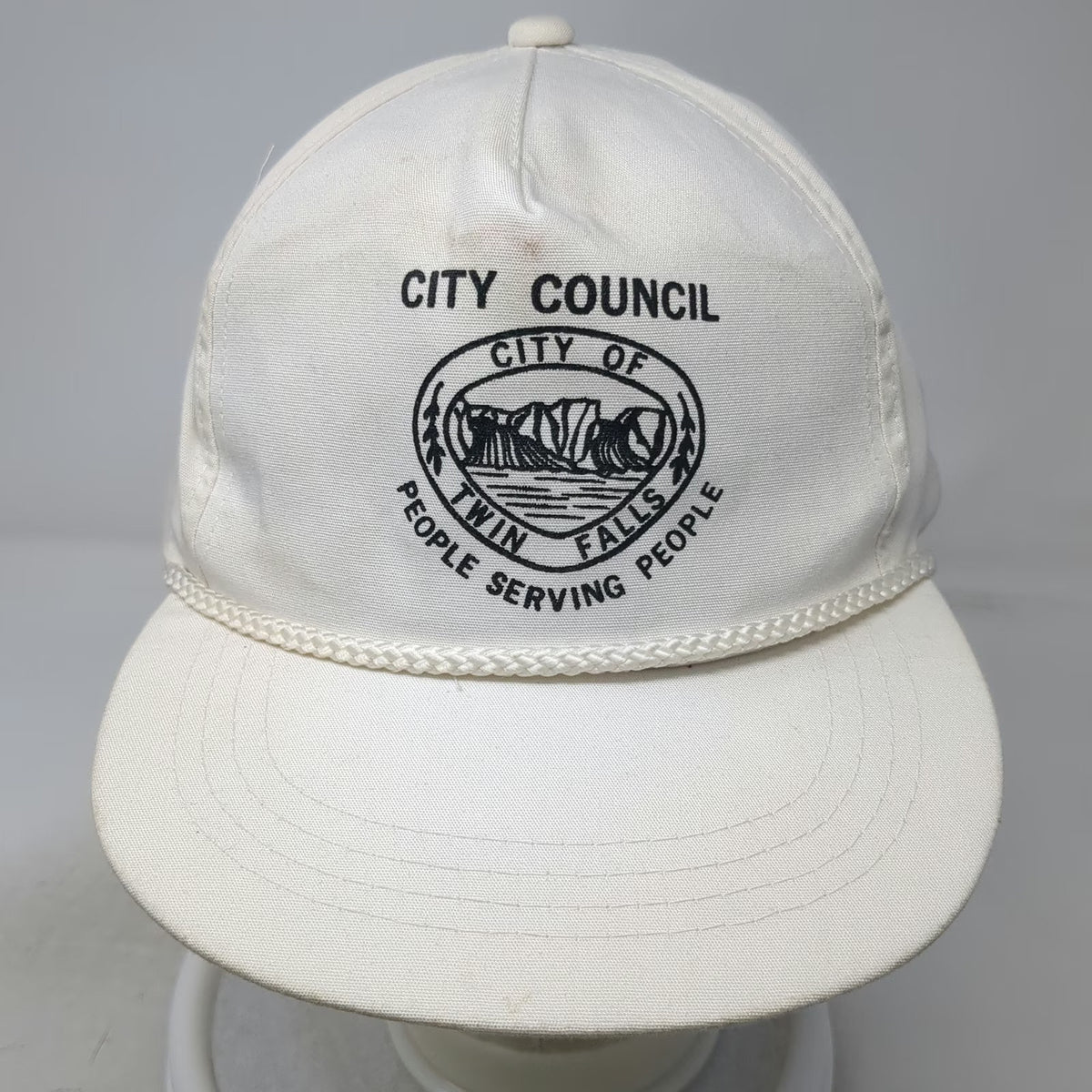 City Council Twin Falls ID Waterfalls 5 Panel White One Size Snapback Rope Hat