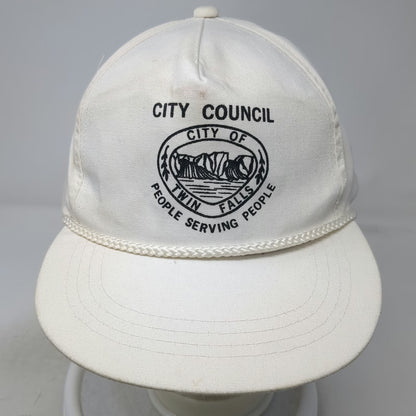 City Council Twin Falls ID Waterfalls 5 Panel White One Size Snapback Rope Hat