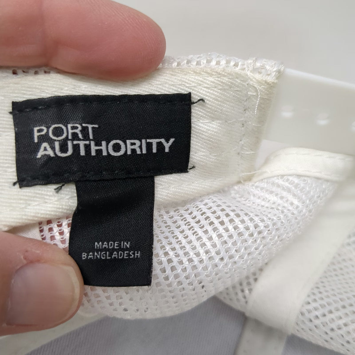 Port Authority Trucker Hat Gray White One Size Long Farms Patch Snapback Mesh