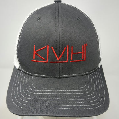 Richardson Trucker Hat Gray White One Size Mesh Back Snapback KVH Intelsat Logo