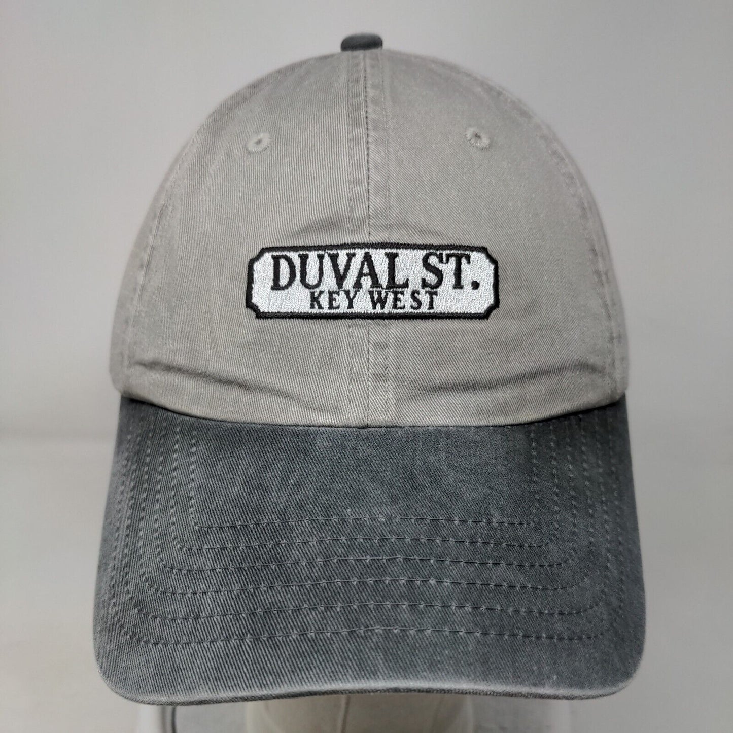 Duval St. Key West Slideback Hat Gray One Size Embroidered Colorblock