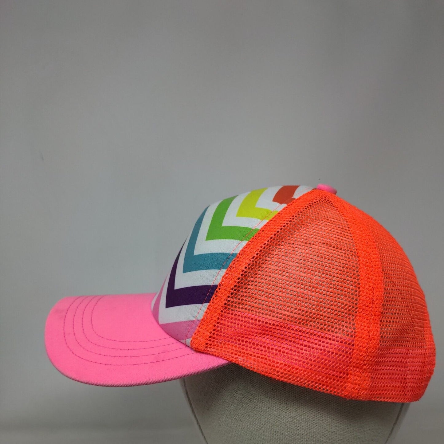 Rainbow Chevron Snapback Trucker Hat Multicolor One Size Adjustable Mesh Back