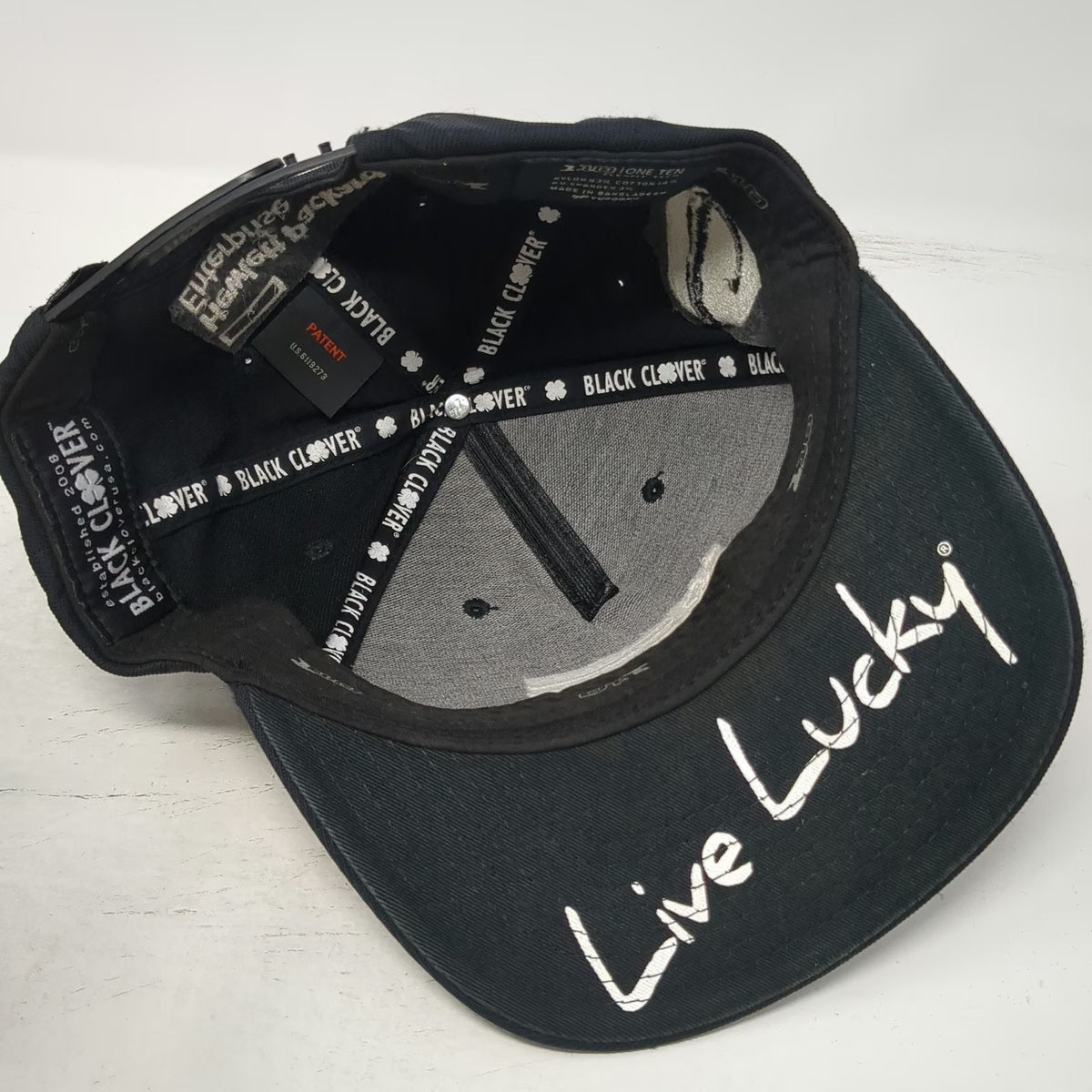 Black Clover 5 Panel Black Hat One Size Snapback Live Lucky CompuNet HPE Logo