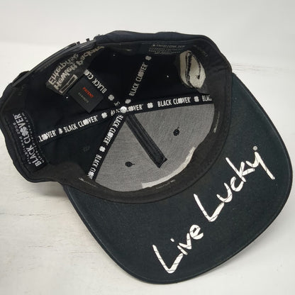 Black Clover 5 Panel Black Hat One Size Snapback Live Lucky CompuNet HPE Logo