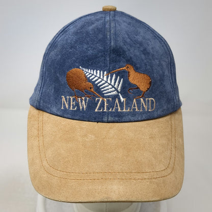Hallifax Baseball Cap Blue Beige OSFM New Zealand Kiwi Silver Fern Leather hat