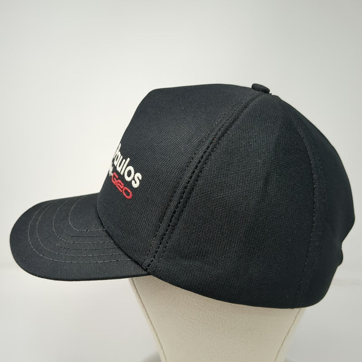 Gus Paulos Chevrolet Geo Black OS Trucker Snapback Hat Made USA Car Vintage