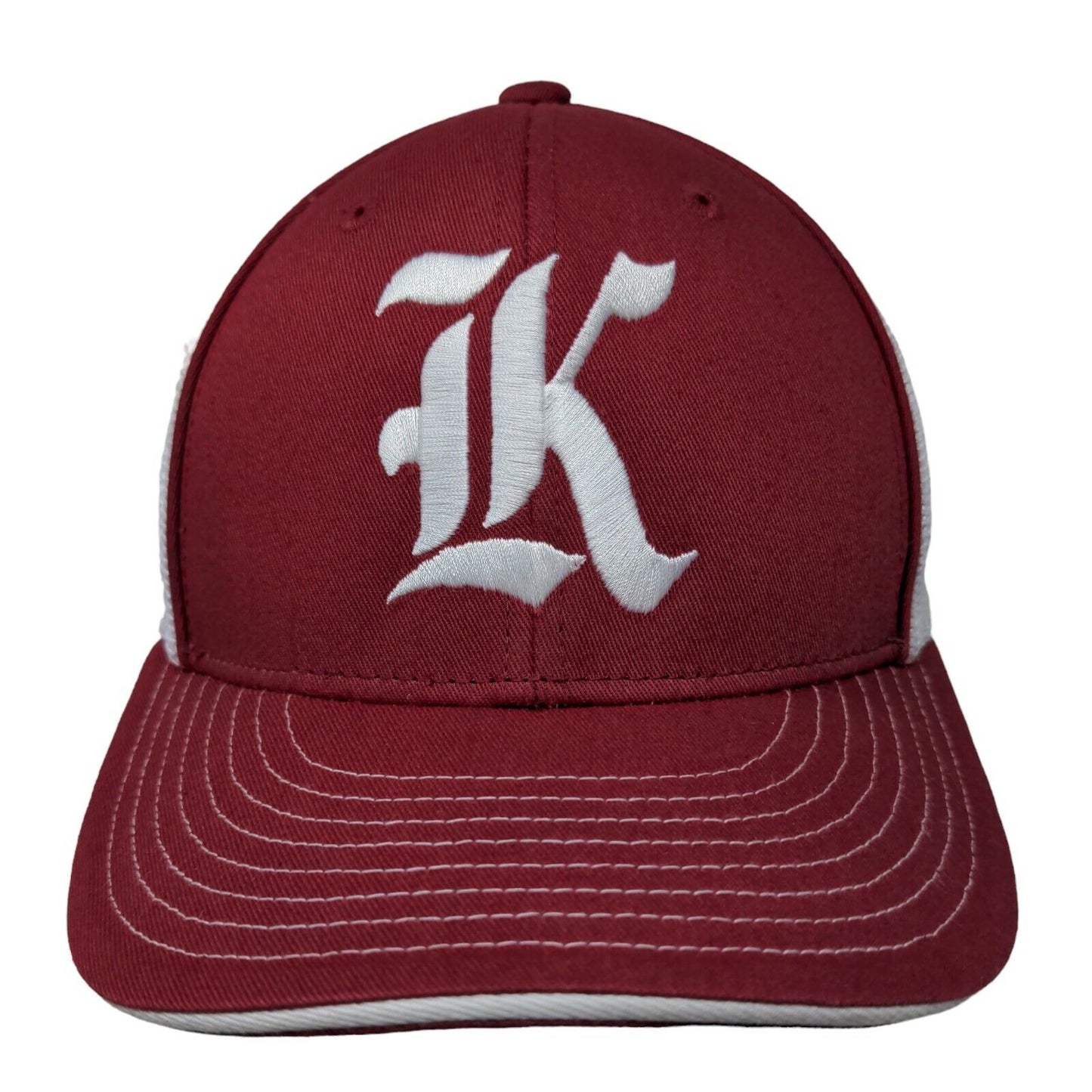 Champro Men's Fitted Mesh Back Hat White Red Size S-M Embroidered Big K Logo