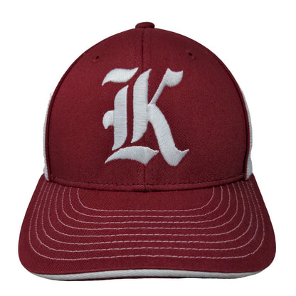 Champro Men's Fitted Mesh Back Hat White Red Size S-M Embroidered Big K Logo