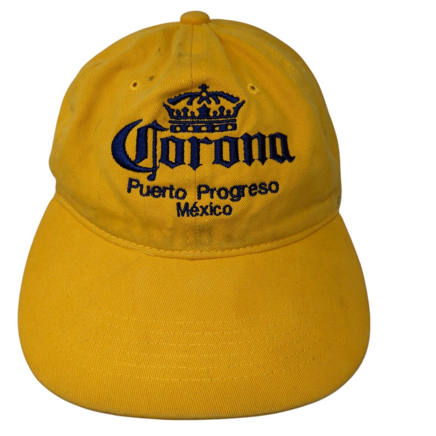 Corona Puerto Progreso Mexico Slideback Hat Yellow OS Adjustable Embroidered