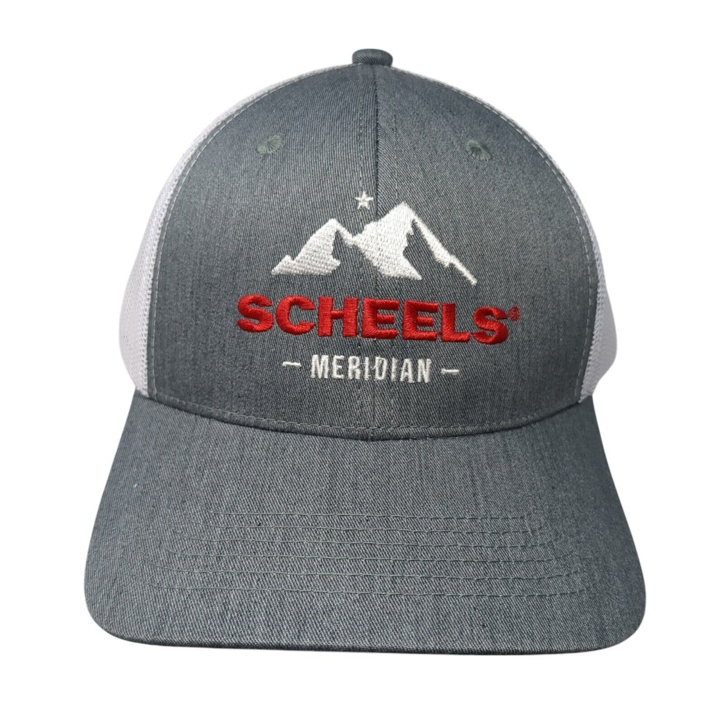 Scheels Meridian Snapback Mesh Back Trucker Hat Gray One Size Embroidered