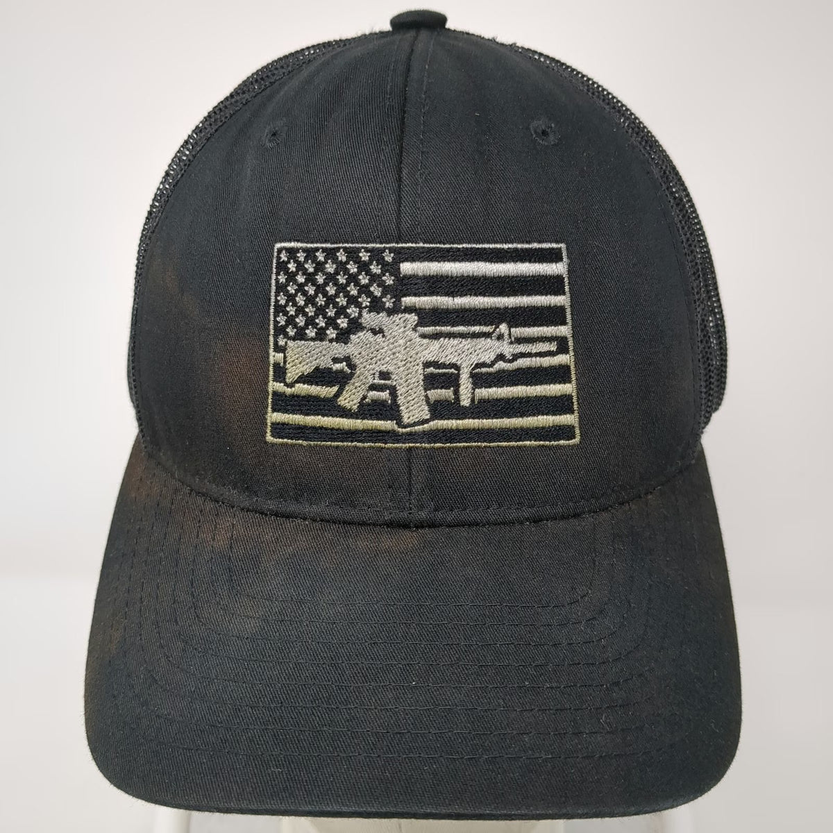 Yupoong Trucker Hat Black One Size Mesh Back American Flag Rifle Snapback hat