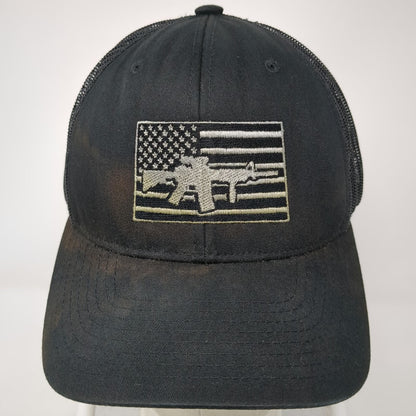 Yupoong Trucker Hat Black One Size Mesh Back American Flag Rifle Snapback hat