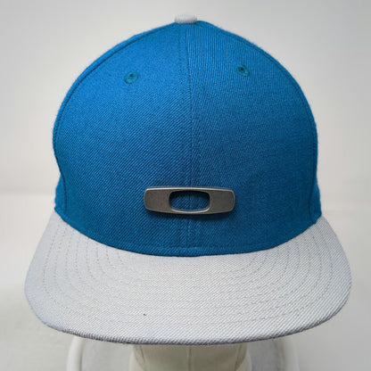 Oakley Snapback Blue Gray Hat One Size Wool 9FIFTY Metal Icon Logo New Era