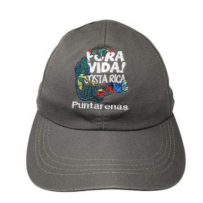 Pora Vida Costa Rica Puntarenas Strapback Hat Brown OS Adjustable Embroidered