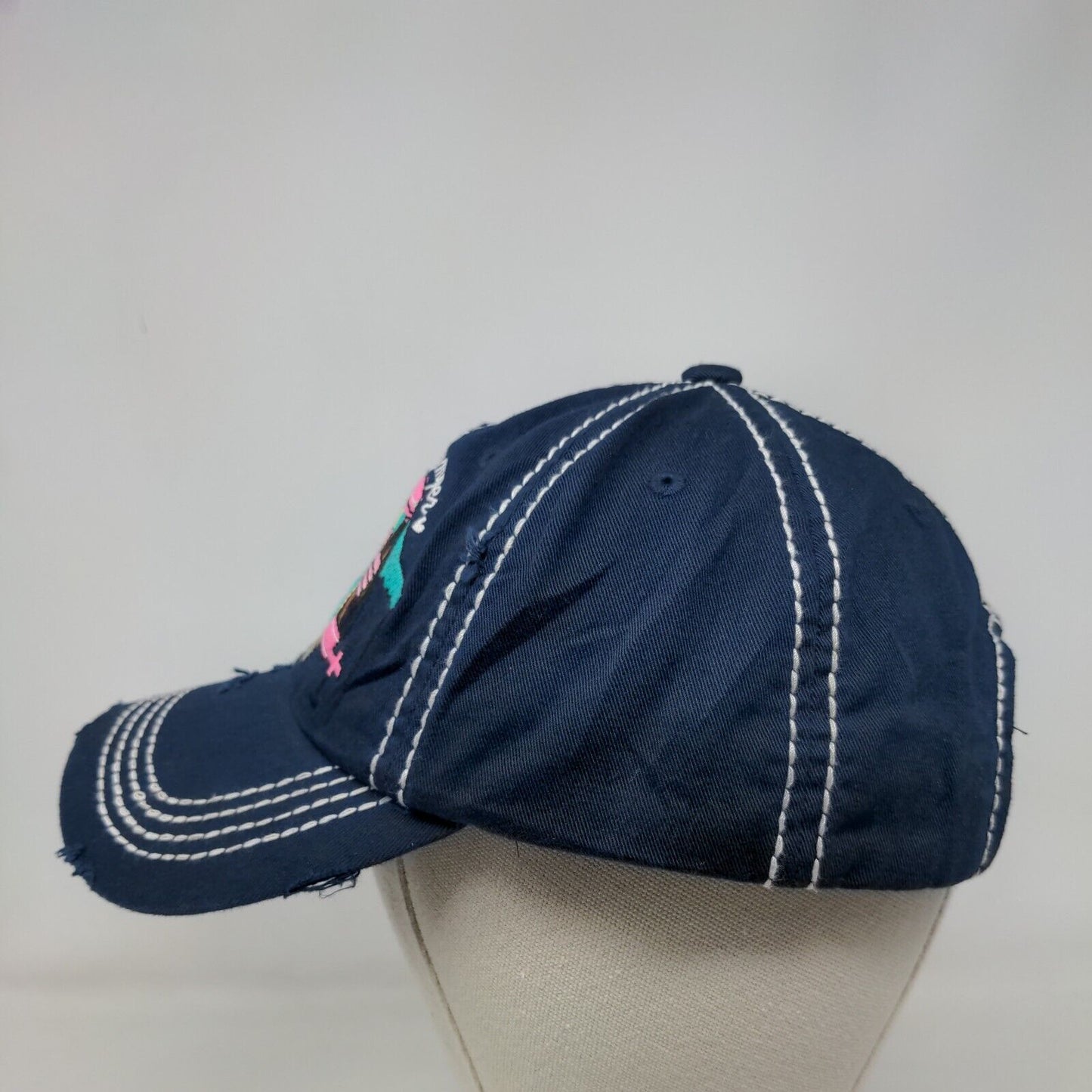 Happy Camper Strapback Hat Blue One Size KB ETHOS Vintage Distressed