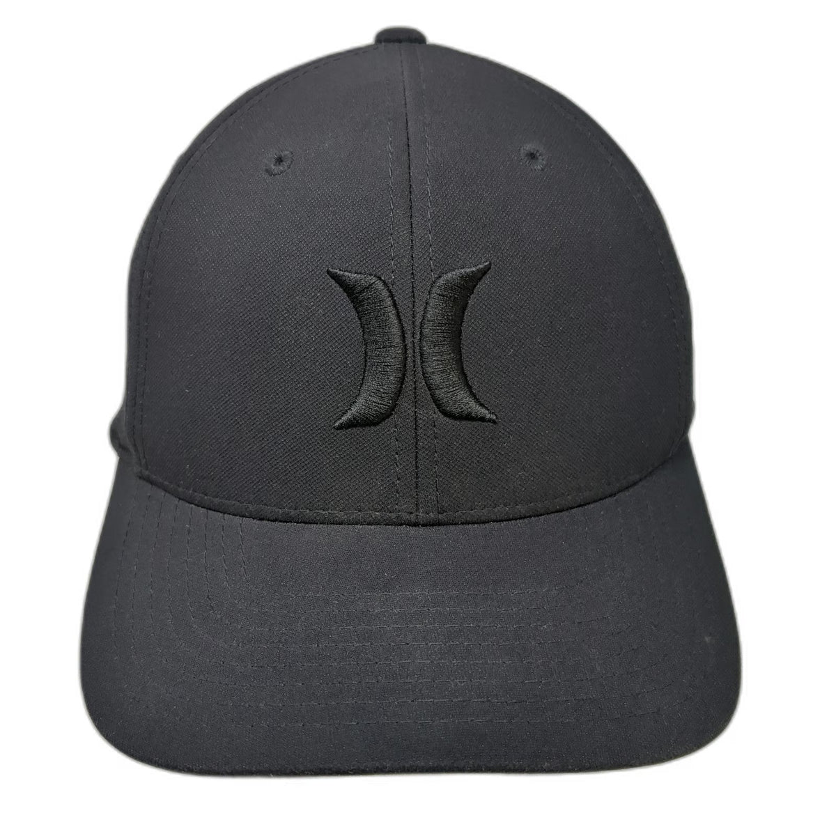 Hurley Baseball Cap Black XL Flexfit Raised Logo Embroidered 6 Panel Hat Curved