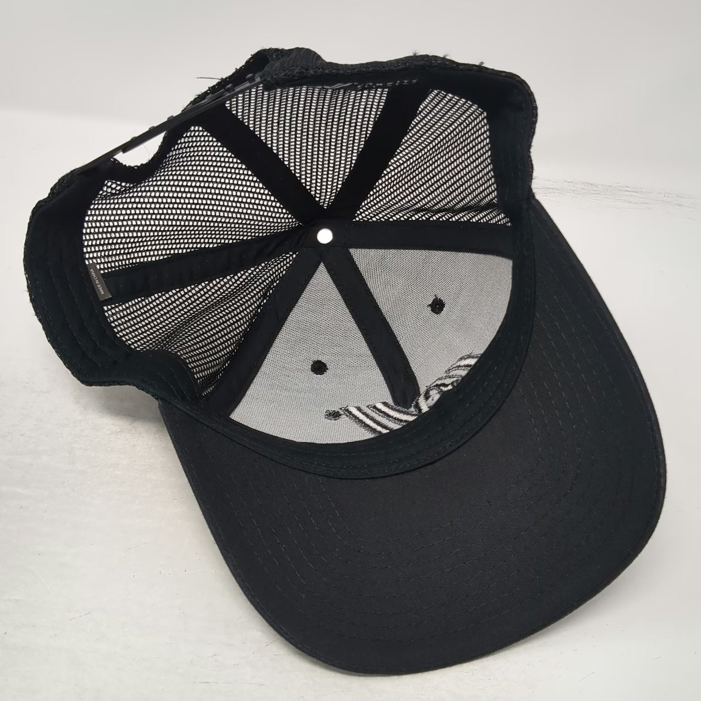 Varsity All Star Trucker Hat Black One Size Mesh Back Snapback Curved Brim