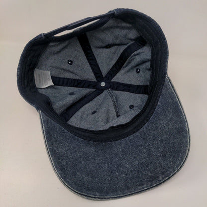 No Boundaries Snapback Hat Blue One Size Adjustable Vented Holes Blank Denim