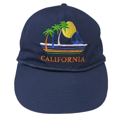 California Snapback Rope Hat Blue One Size Adjustable Embroidered