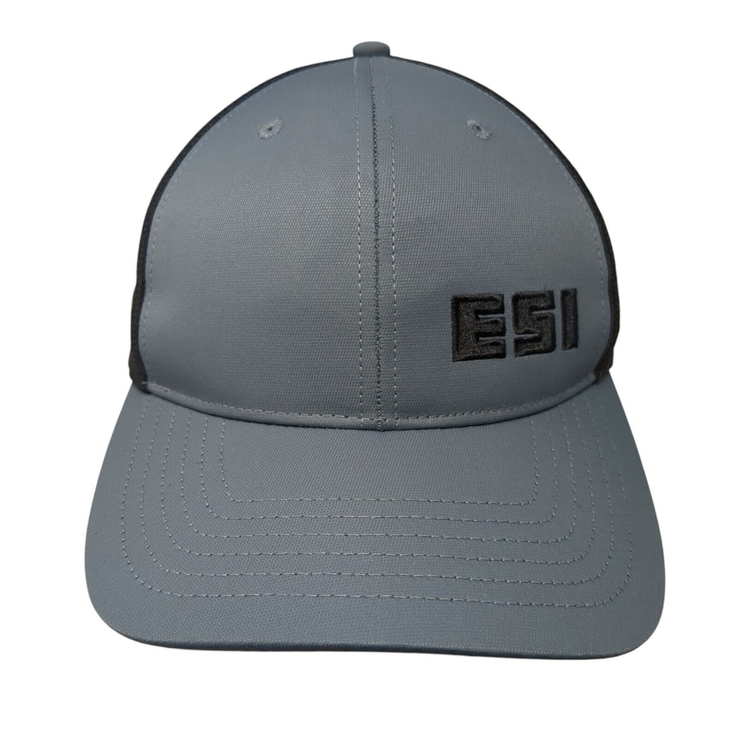 ESI Snapback Trucker Hat Gray OS Adjustable Embroidered Mesh Back Outdoor Cap