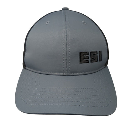 ESI Snapback Trucker Hat Gray OS Adjustable Embroidered Mesh Back Outdoor Cap