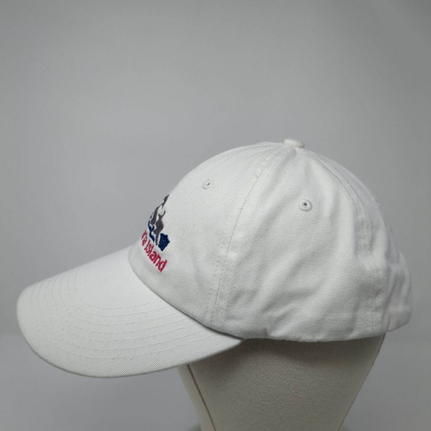 Anna Maria Island Strapback Baseball Cap White One Size Adjustable Embroidered