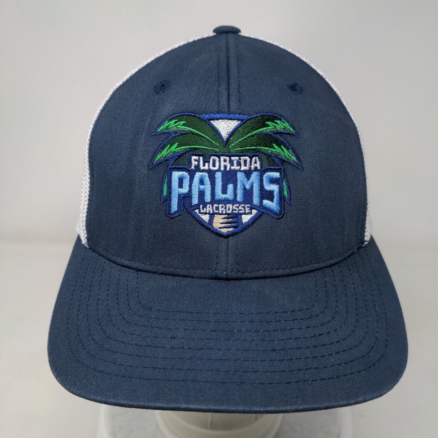 Florida Palms Lacrosse Fitted Mesh Back Trucker Hat Blue One Size Flexfit
