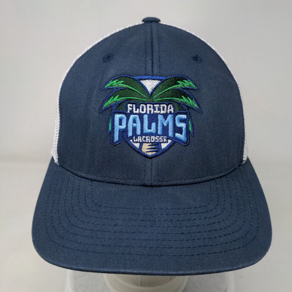Florida Palms Lacrosse Fitted Mesh Back Trucker Hat Blue One Size Flexfit