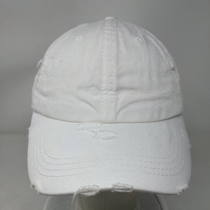 KB Ethos Strapback Hat Ponytail Caps White One Size Adjustable Distressed Blank