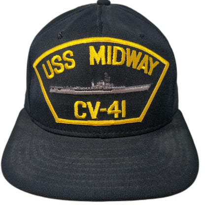 AJD 5 Panel Blue One Size USS Midway CV-41 Ship Patch Snapback Hat Made in USA