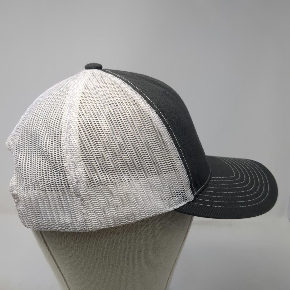 Richardson Trucker Hat Gray One Size Banner Bank Mesh Back Snapback Adjustable
