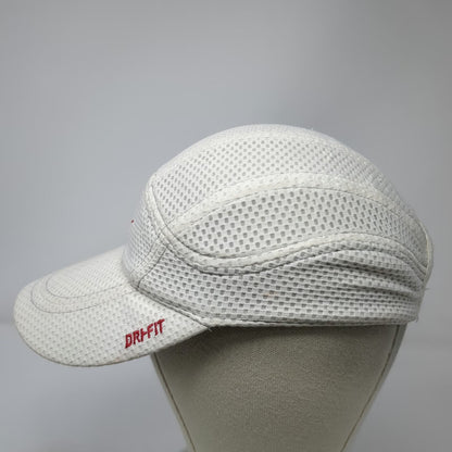 Nike Baseball Cap White One Size Mesh Dri-Fit Red Swoosh Strapback Running Hat
