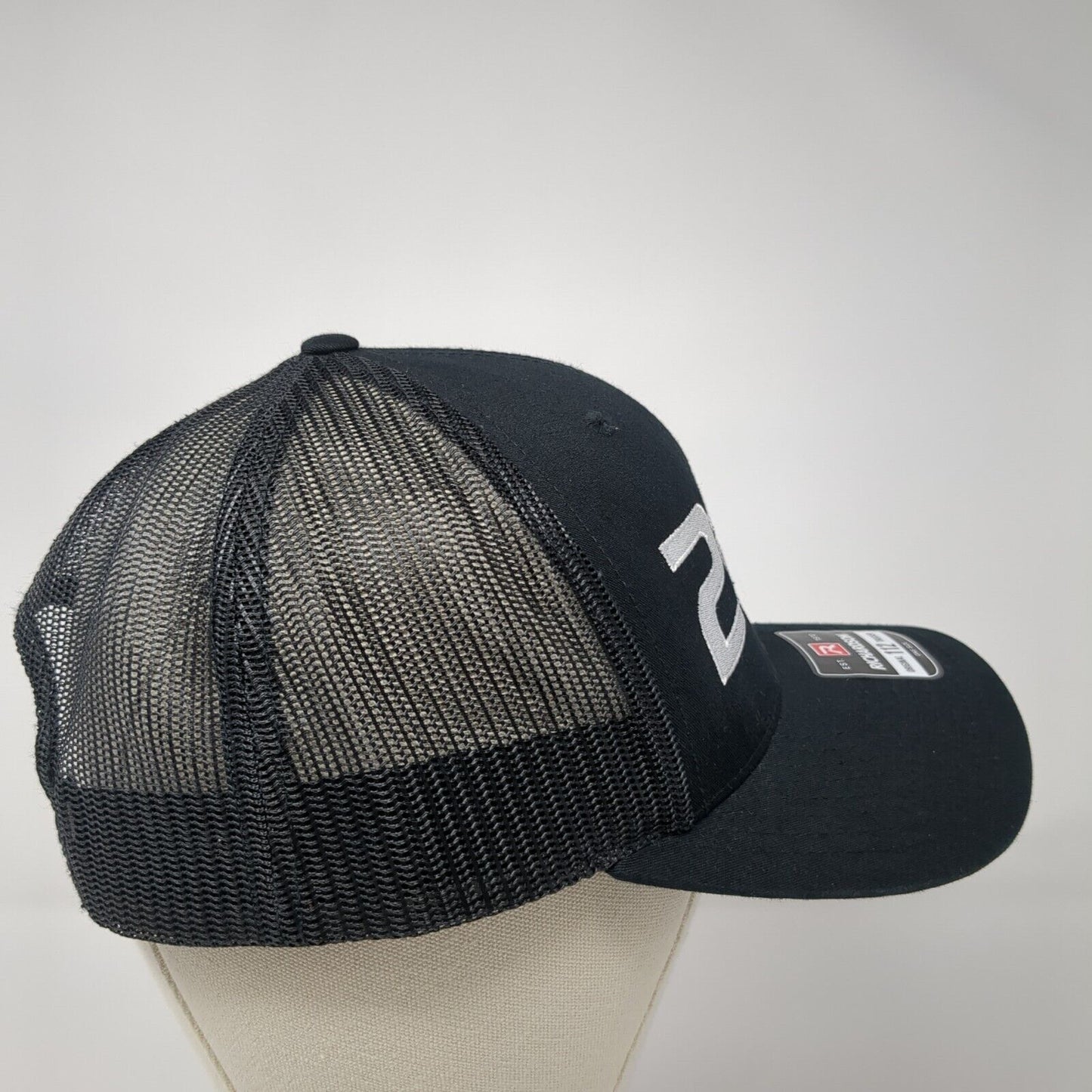 28 Precision Design & Trim Snapback Trucker Hat Black OS Mesh Back Richardson