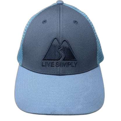Patagonia Trucker Hat Blue One Size Live Simply Mountain Mesh Snapback Graphic