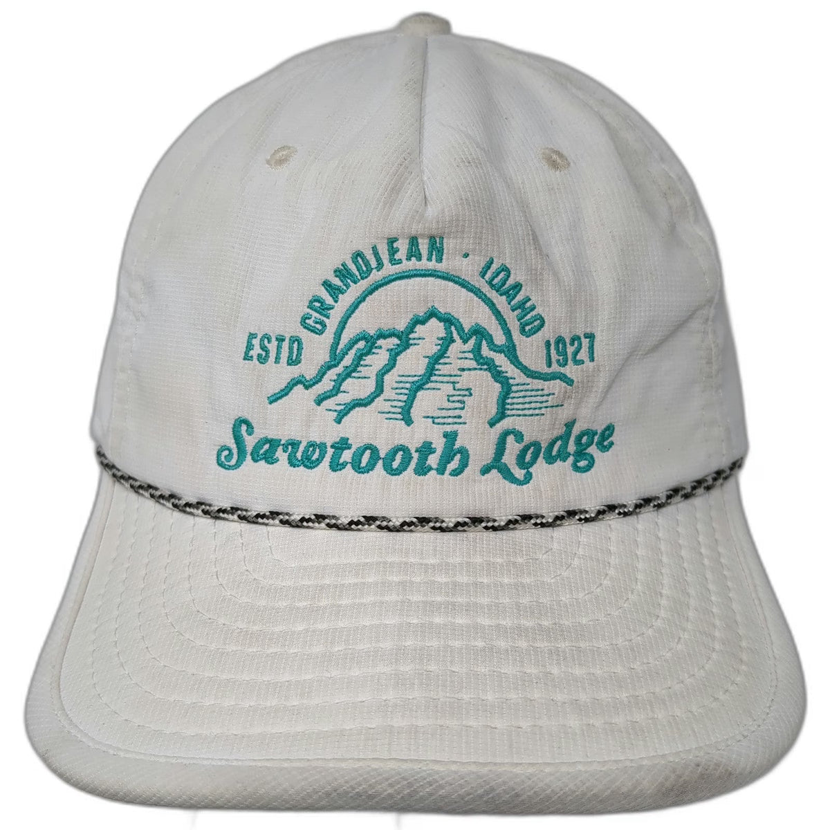 Outdoor Cap 5 Panel White One Size Sawtooth Lodge Idaho Mountain Green Rope Hat