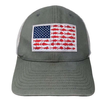 Fish Flag Patch Fitted Mesh Back Trucker Hat Gray L/XL Columbia PFG