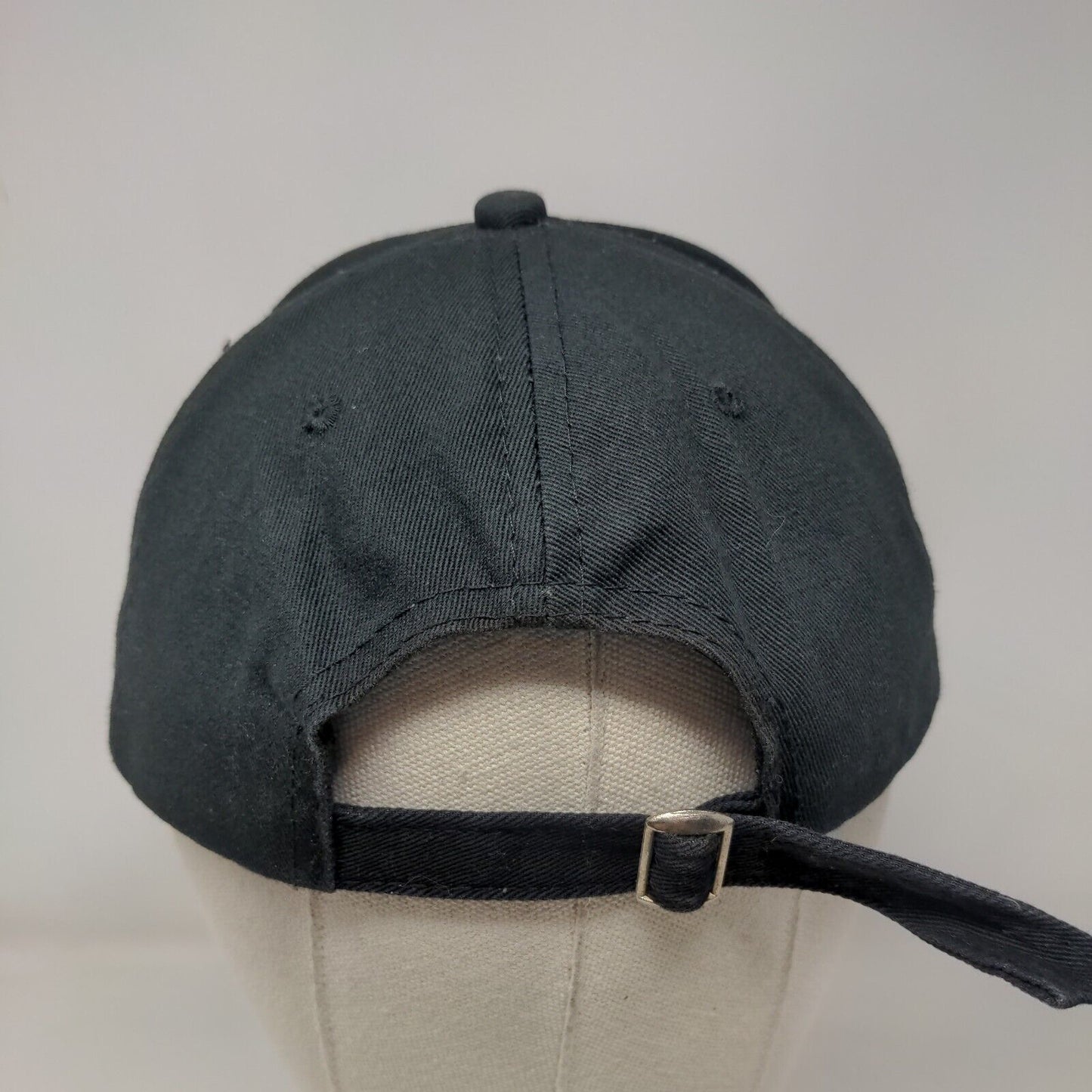 Smiley Face Slideback Hat Black One Size Adjustable Embroidered Cotton JHC