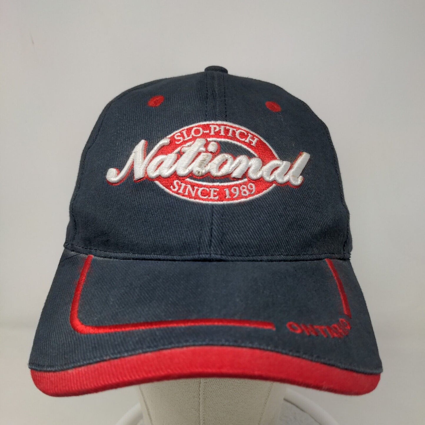 Slow Pitch Nationals SPN Men's Strapback Hat Blue Embroidered Logo Cotton