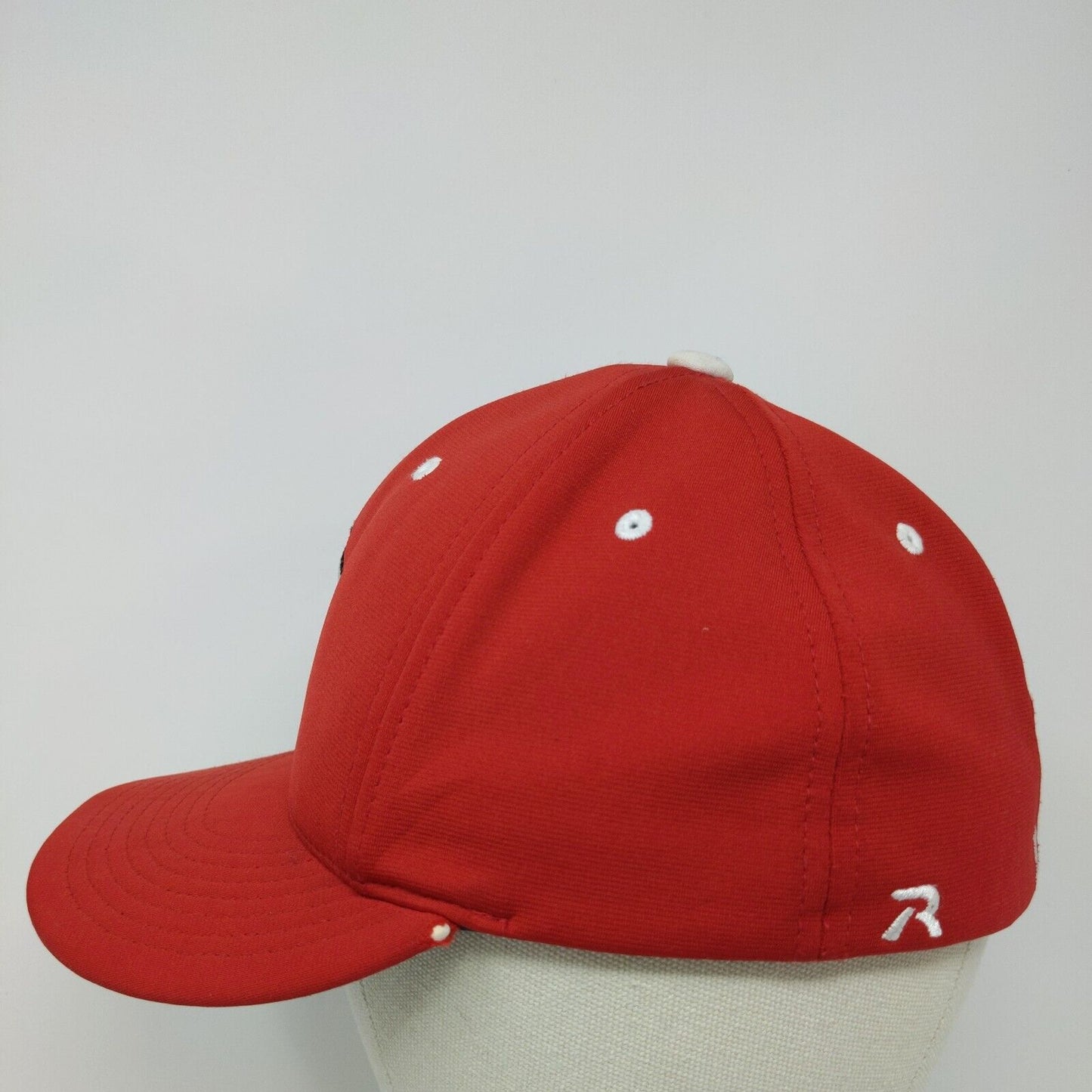 Richardson Fitted Hat Red Embroidered P Logo Size XS-SM Polyester Blend