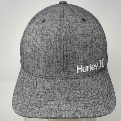 Hurley Baseball Cap Gray XL Fitted Flexfit Heathered Side Logo Hat Embroidered