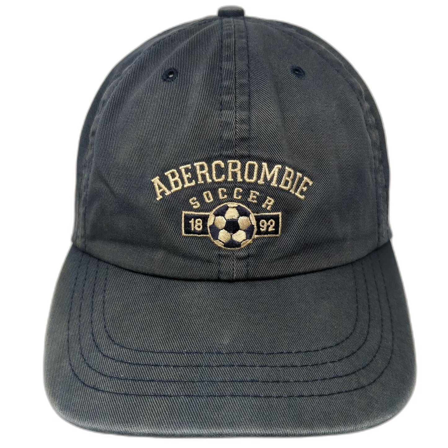 Abercrombie & Fitch Baseball Cap Blue Gold One Size Leather Strapback USA Hat