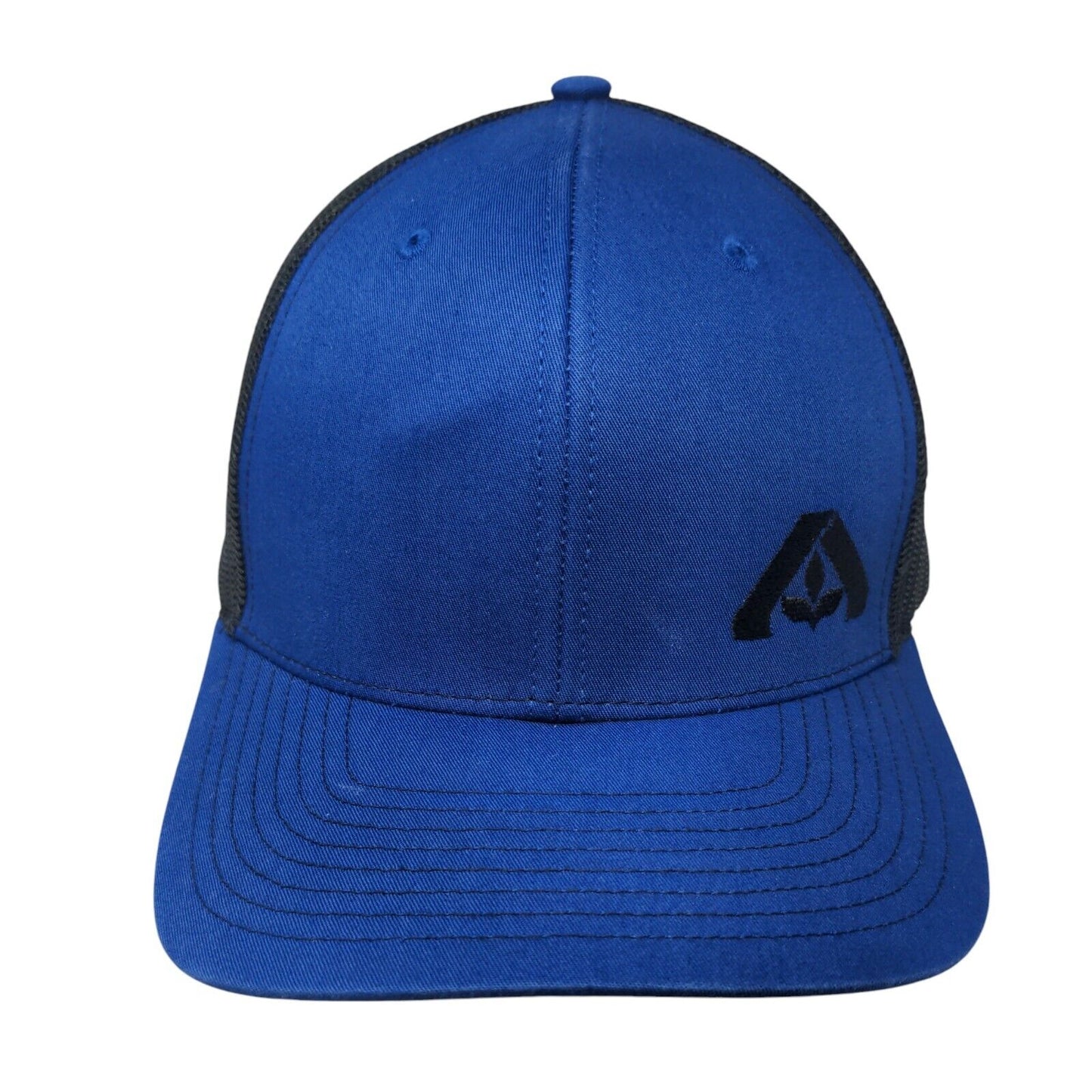 Richardson Snapback Trucker Hat Blue One Size Adjustable Embroidered Mesh Back