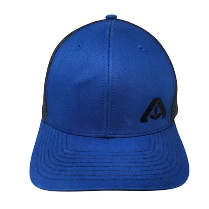 Richardson Snapback Trucker Hat Blue One Size Adjustable Embroidered Mesh Back