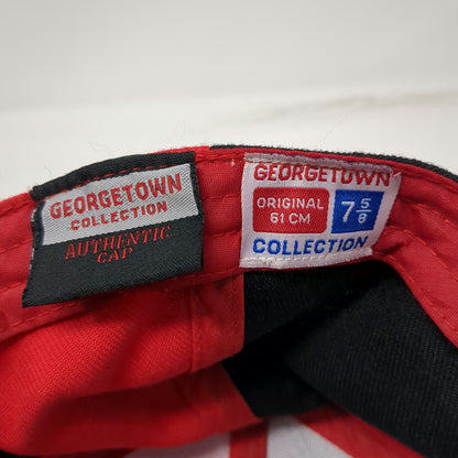 Georgetown Collection Baseball Cap Black Red 7 5/8 Fitted Paneled Flat Brim Hat