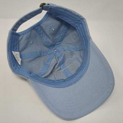 Unbranded Slideback Hat Blue OS Adjustable Leather Patch Vented Holes 6 Panel