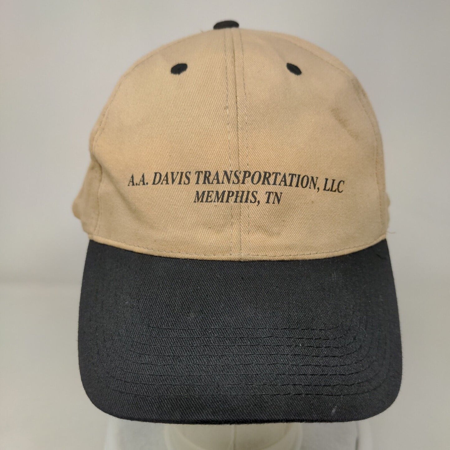 A.A. Davis Transportation LLC Strapback Hat Tan OSFA Colorblock 6 Panel