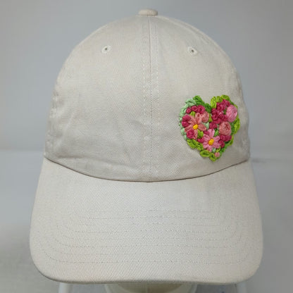 GADIEMKENSD Baseball Cap Beige One Size Embroidered Floral Heart Cotton Hat