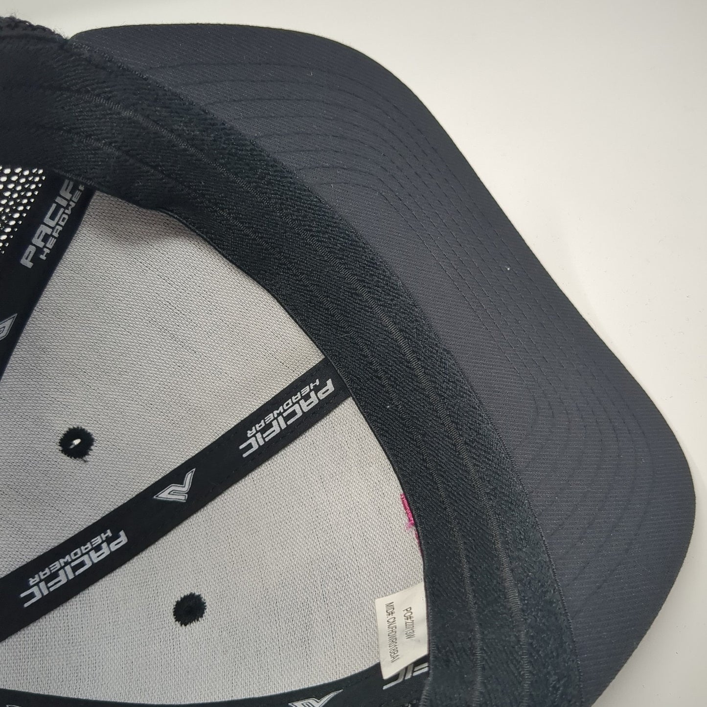 BBA 80 Fitted Trucker Hat Black 7 3/8 Embroidered Mesh Back Pacific Headwear