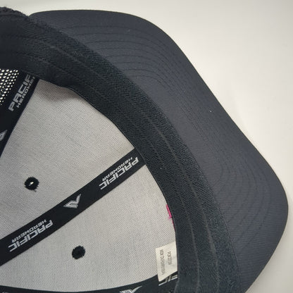 BBA 80 Fitted Trucker Hat Black 7 3/8 Embroidered Mesh Back Pacific Headwear