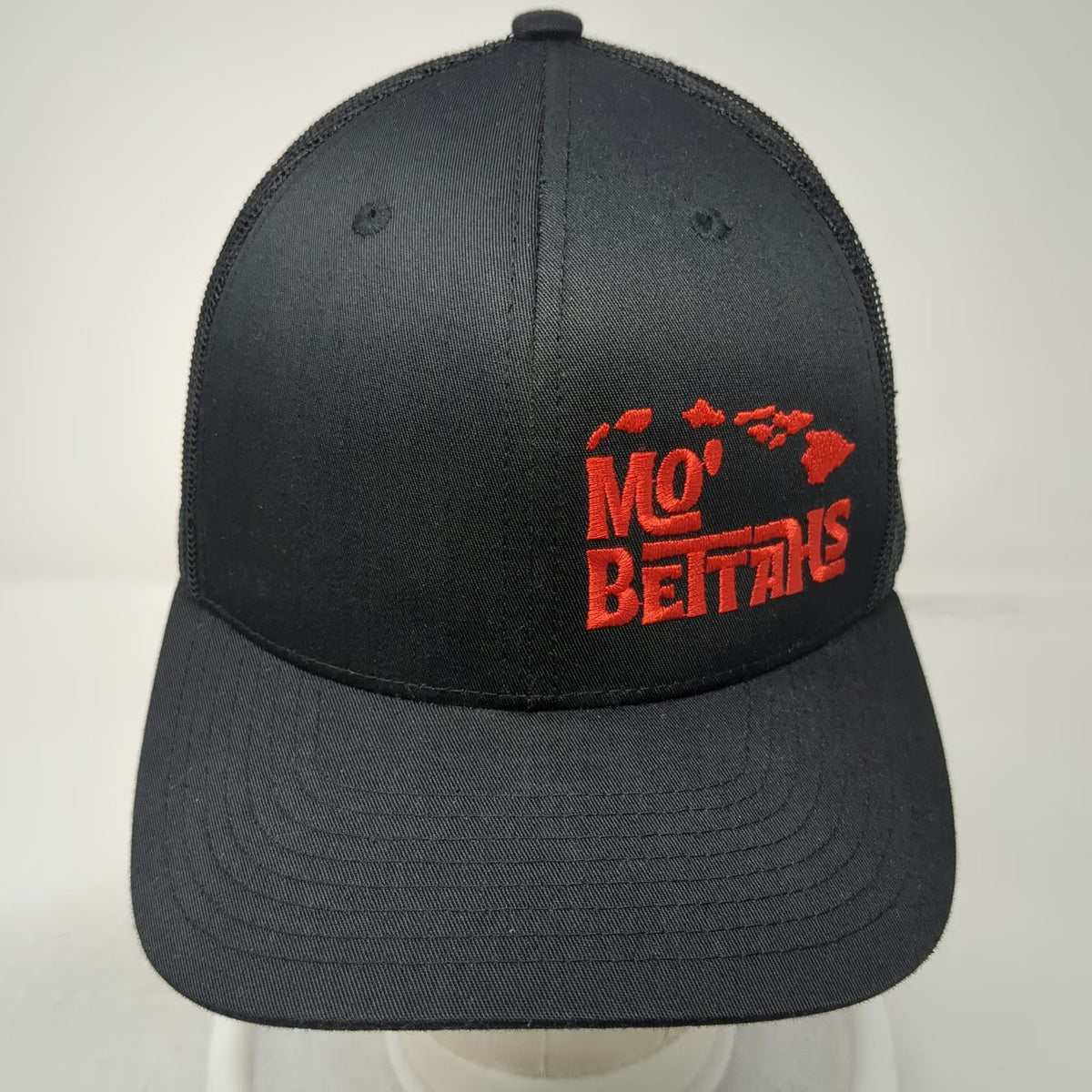 815 Kamel Trucker Hat Black Red One Size Mo Bettahs Hawaiian Food Mesh Back Hat
